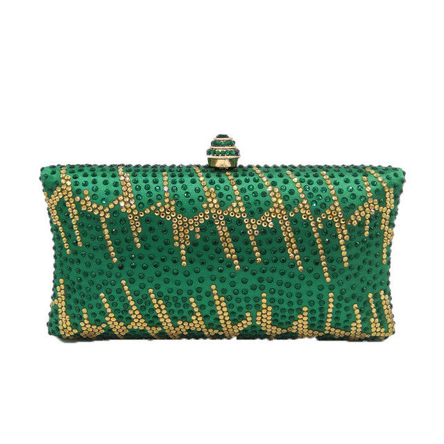 green emerald crystal evening party metal clutches purse for women handbag bridal wedding box clutch bag chain prom shoulder bag default title
