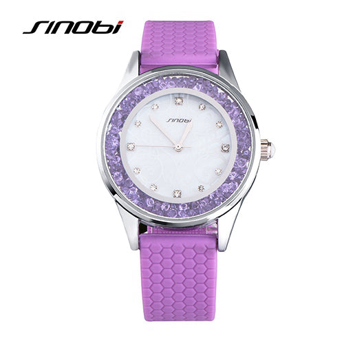 fashion women's diamonds wrist watches silicone watchband top luxury brand ladies geneva quartz clock females hours 11s9552l03 / china