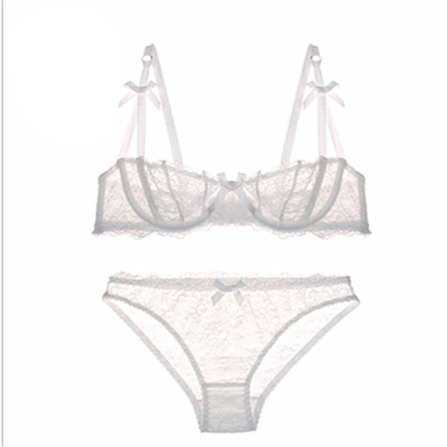 ultrathin lingerie set plus size bras a b c cup sexy lace bra set transparent women underwear black embroidery bow