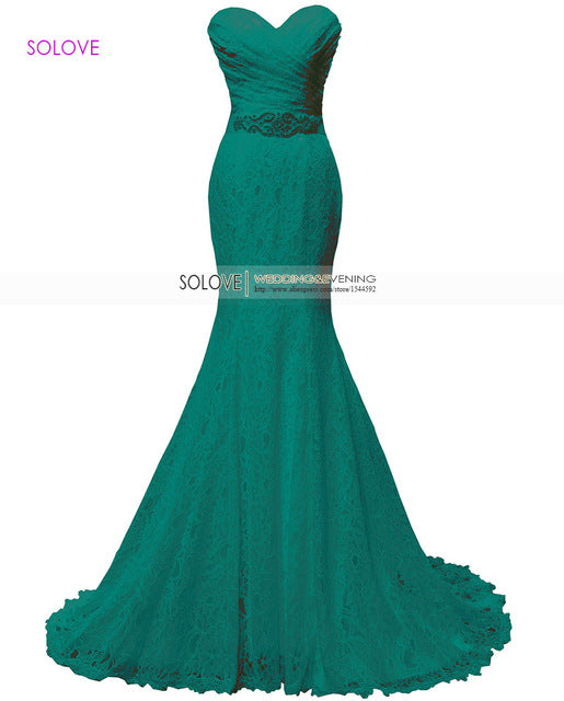 solovedress elegant beaded sweetheart champagne mermaid lace evening dress formal gown with sash vestido de festa