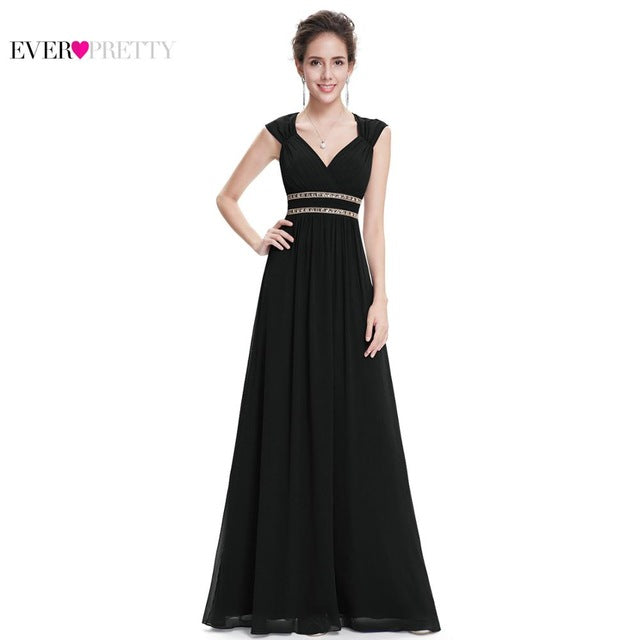 formal evening dresses long ever pretty women elegant navy blue white v neck sleeveless empire evening dresses new