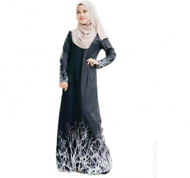 new women printing kaftan abaya jilbab islamic muslim long sleeve maxi dress autumn dress turkish women clothing
