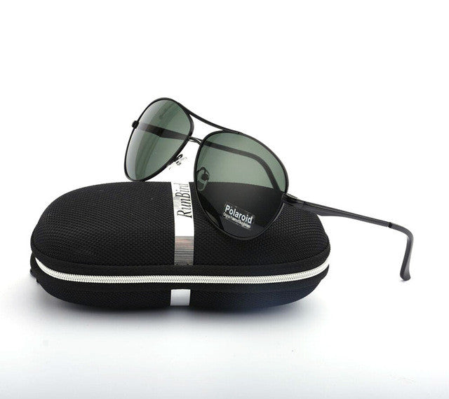 fashion men polarized sunglasses black frame green