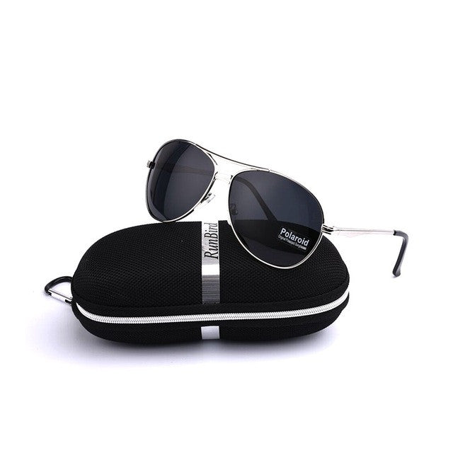 fashion men polarized sunglasses silver frame grey