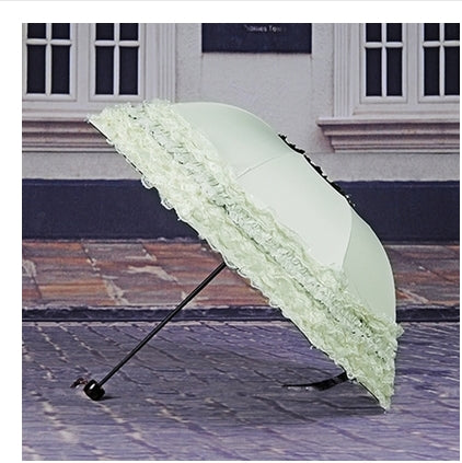 new arrival brand umbrella women lace  rain&sun sweet princess umbrella uv protection three folding durable spitze regenschirm as pic 8