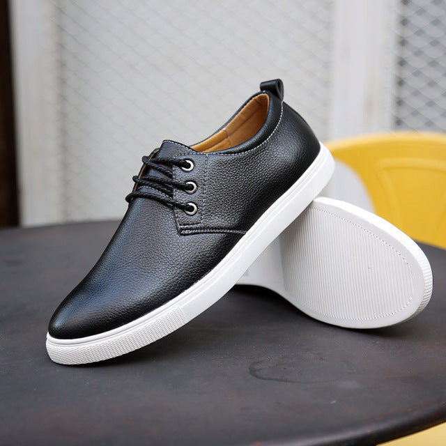 new men casual shoes lace up oxford shoes for men flats pu leather fashion men shoes big size