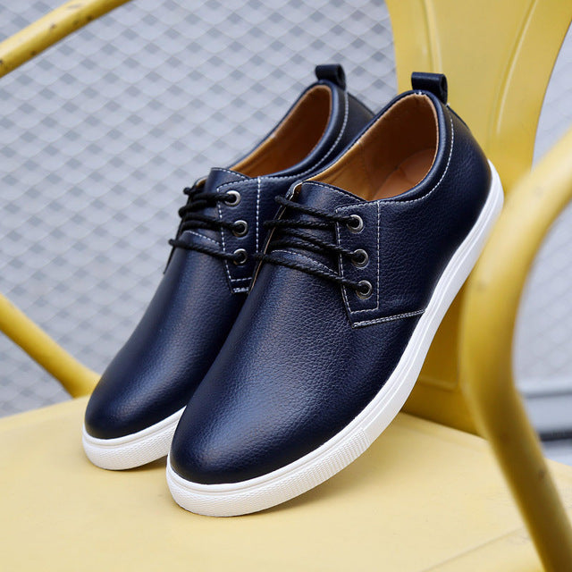 new men casual shoes lace up oxford shoes for men flats pu leather fashion men shoes big size