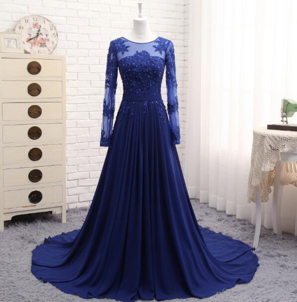 long sleeves beaded evening dresses party elegant gowns champagne chiffon a line vestidos de festa vestido longo robe de soiree