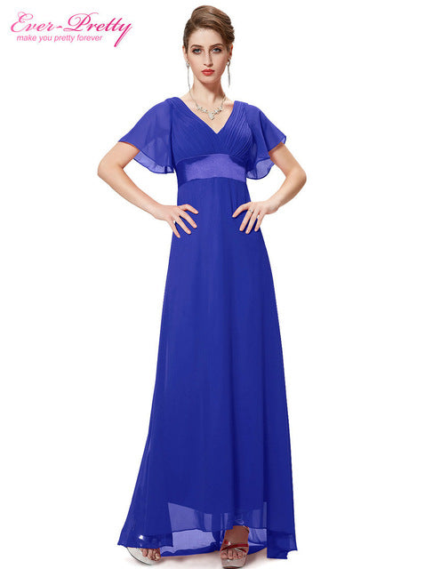 evening dresses ever pretty glamorous double v-neck ruffles formal  evening gowns party dresses sapphire blue / 4