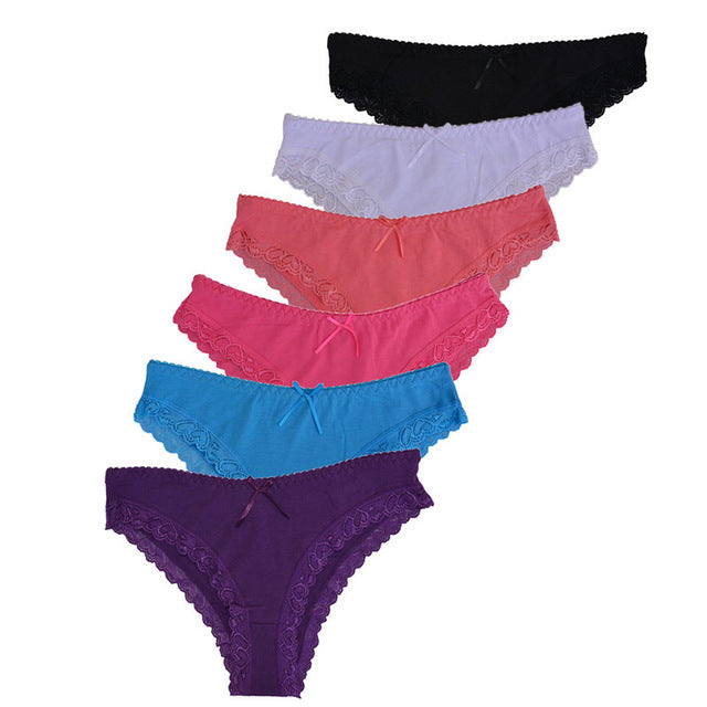 funcilac sexy women female briefs panties brand lace underwear womens cotton underware for lady lingerie intimates (6pcs/lot)