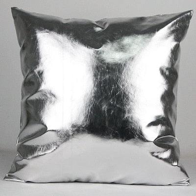 pu leather pillow cover metallic cushion cover