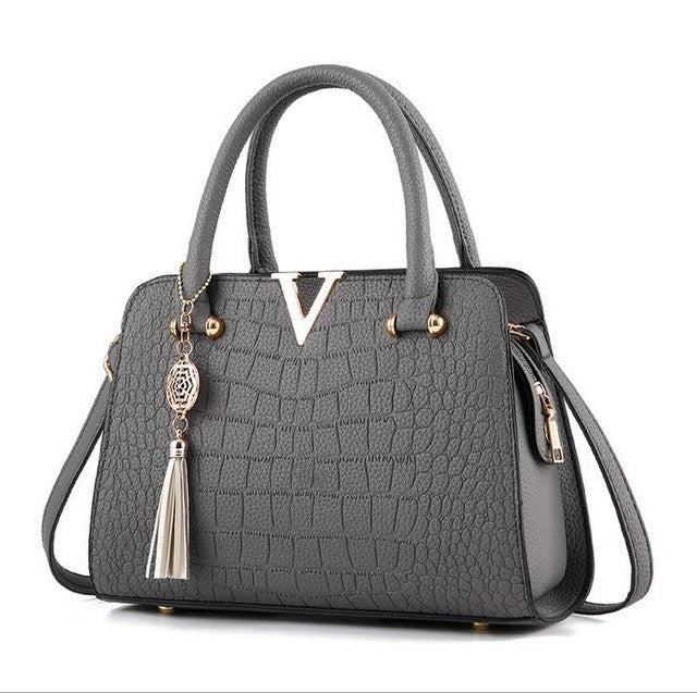luxury crocodile leather handbag gray / 28cmx13cmx20cm