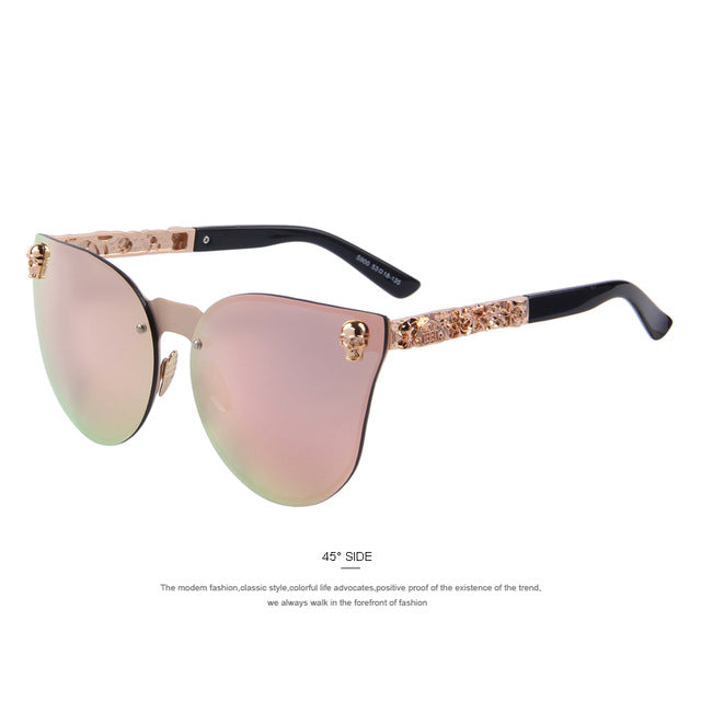 merry's fashion women gothic eyewear skull frame metal temple oculos de sol uv400 c02 pink