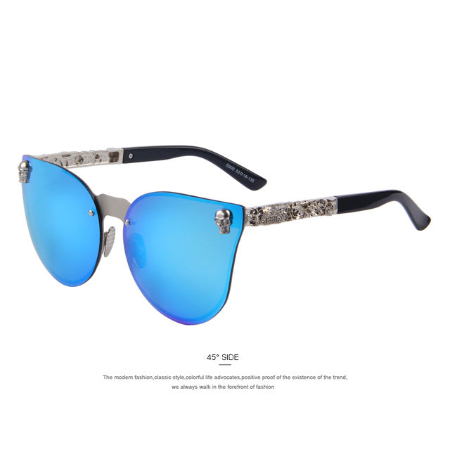 merry's fashion women gothic eyewear skull frame metal temple oculos de sol uv400 c03 blue