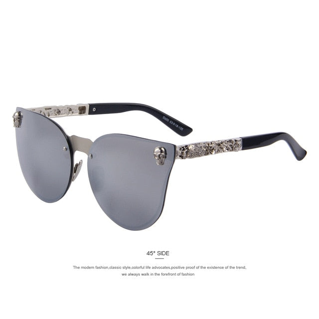 merry's fashion women gothic eyewear skull frame metal temple oculos de sol uv400 c05 silver