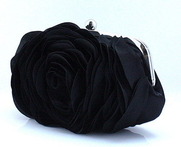 hot evening bag flower bride bag purse , full dress party handbag wedding clutch women evening purse lady gift black