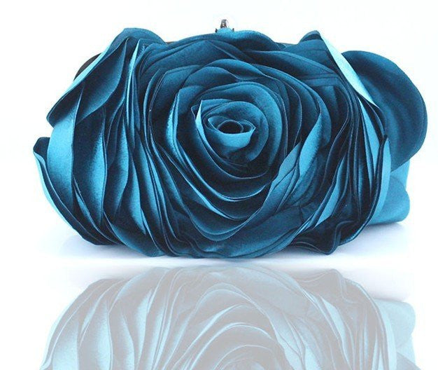 hot evening bag flower bride bag purse , full dress party handbag wedding clutch women evening purse lady gift lake blue