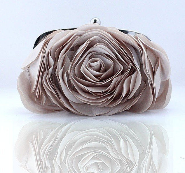 hot evening bag flower bride bag purse , full dress party handbag wedding clutch women evening purse lady gift apricot
