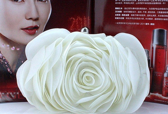 hot evening bag flower bride bag purse , full dress party handbag wedding clutch women evening purse lady gift off white