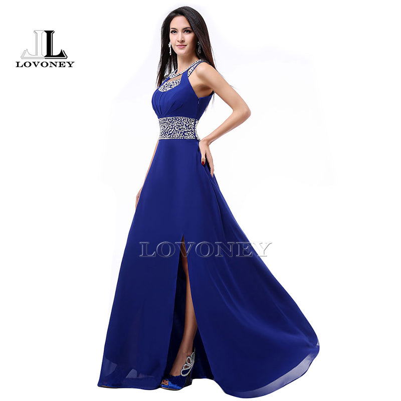 new fashion a-line o-neck side split sequin elegant long formal evening dresses 2017 vestido de festa longo