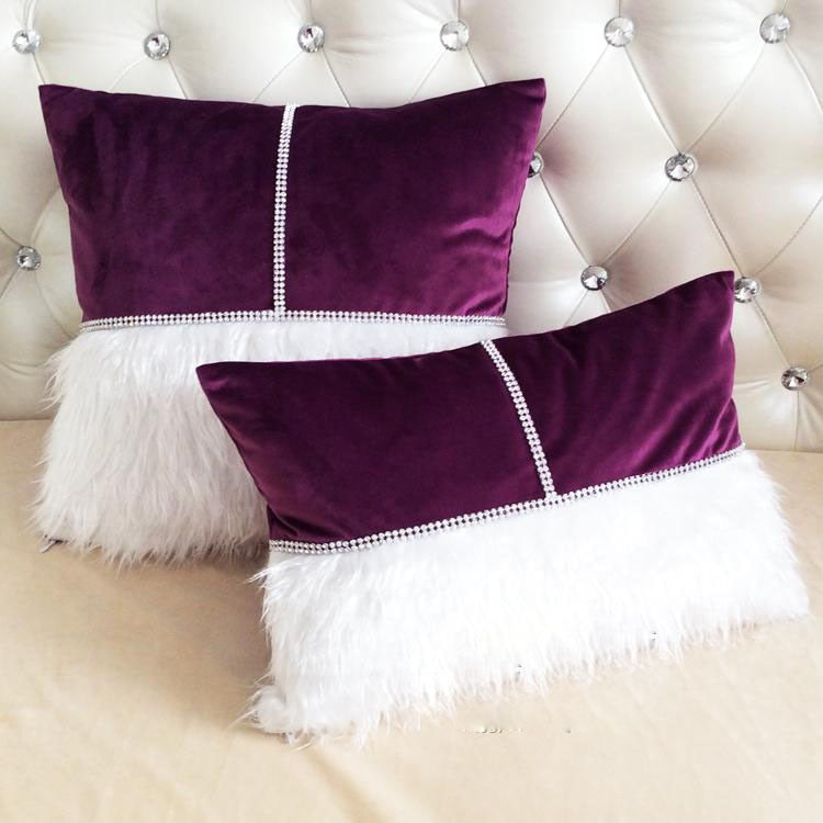 new beauty luxury diamond belt patchwork plush & velvet cushion cover
