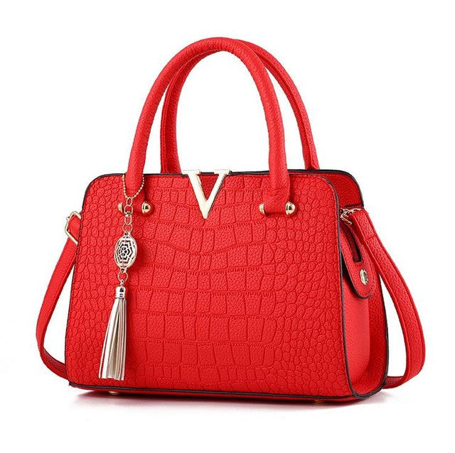 luxury crocodile leather women handbags famous brands designer women messenger bags female fringed shoulder bag women's pouch red