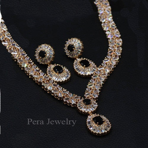 cz classic cubic zirconia wedding jewelry set with crystal stone gold black