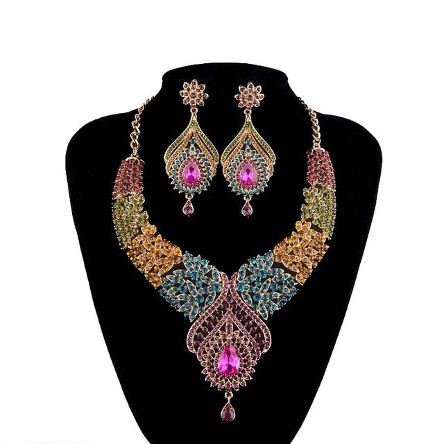 indian style necklace earrings sets bridal wedding party necklace multi