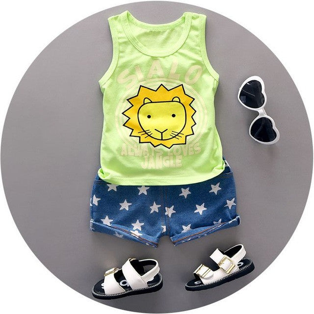 high quality baby boy clothes 2017 summer cotton baby clothing set 2pc for 1 2 3 years old boys vest suit a021-108