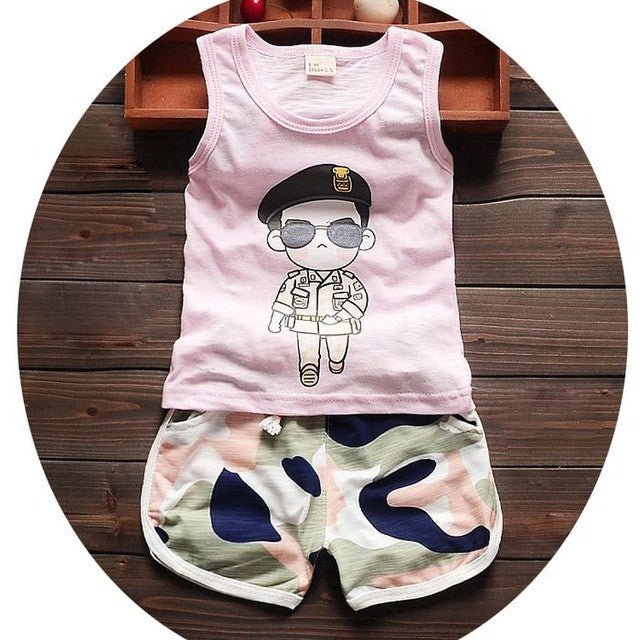 high quality baby boy clothes 2017 summer cotton baby clothing set 2pc for 1 2 3 years old boys vest suit a021-108