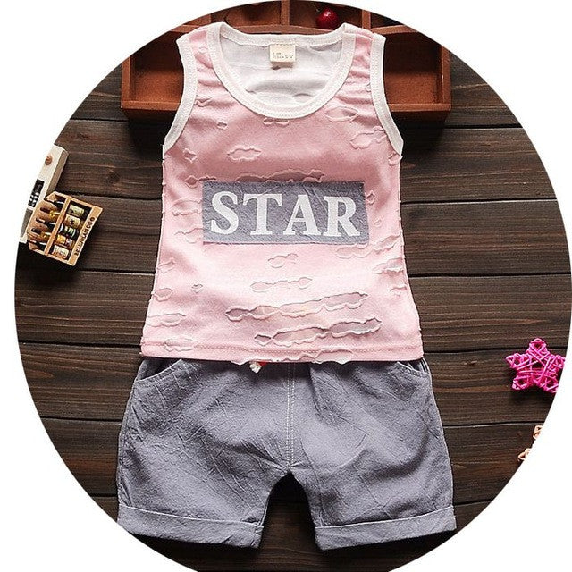 high quality baby boy clothes 2017 summer cotton baby clothing set 2pc for 1 2 3 years old boys vest suit a021-108