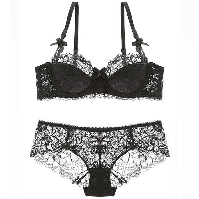 fashion lace sexy bra sets thin cotton women underwear set plus size c d cup gray lingerie set embroidery comfortable brassiere