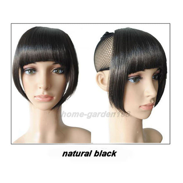 short front neat bangs clip in bang fringe hair extensions straight synthetic 100% real natural hairpiece