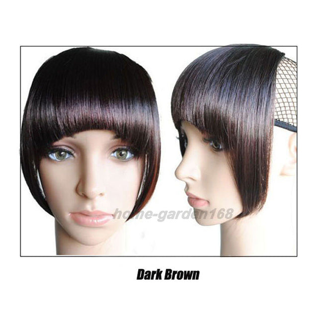 short front neat bangs clip in bang fringe hair extensions straight synthetic 100% real natural hairpiece