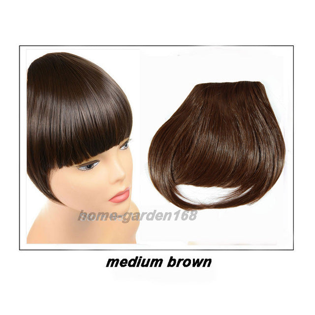 short front neat bangs clip in bang fringe hair extensions straight synthetic 100% real natural hairpiece