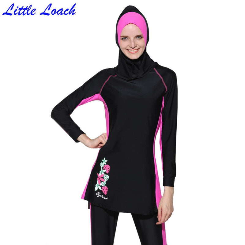 modest muslim swimsuit women swimwear printed floral summer hajib islamic swimsuit anti-uv girl's beachwear burkinis 3 pcs