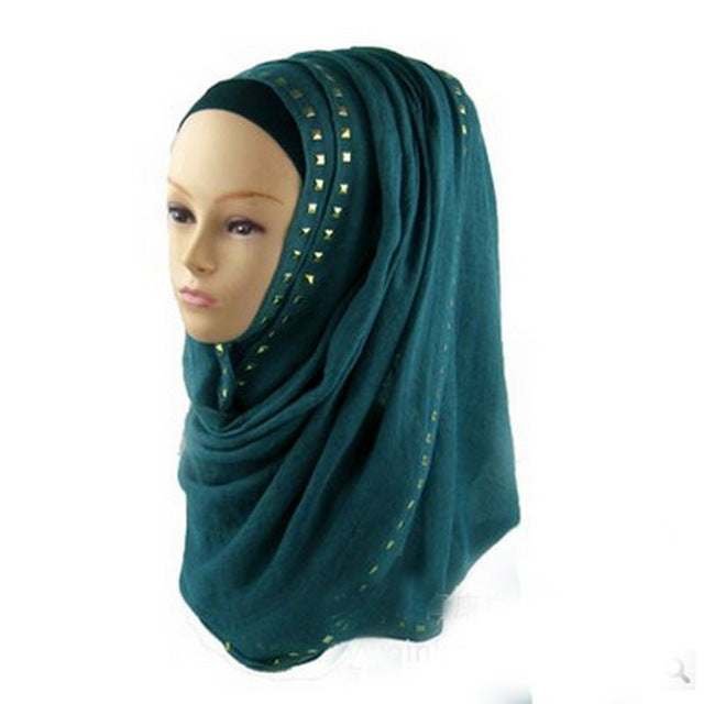 hot sale long rivet women lady shawl wrap hijab islamic kaftan abaya veil muslim scarf warm viscose scarves foulard one piece 2