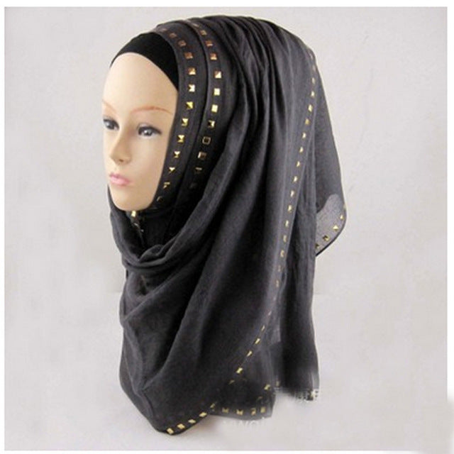 hot sale long rivet women lady shawl wrap hijab islamic kaftan abaya veil muslim scarf warm viscose scarves foulard one piece 3