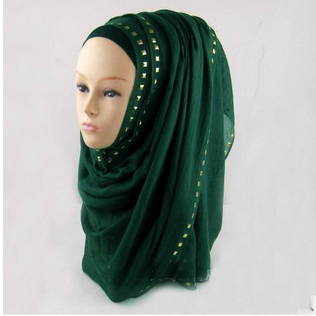 hot sale long rivet women lady shawl wrap hijab islamic kaftan abaya veil muslim scarf warm viscose scarves foulard one piece 4