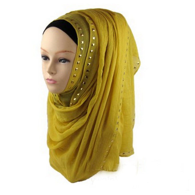 hot sale long rivet women lady shawl wrap hijab islamic kaftan abaya veil muslim scarf warm viscose scarves foulard one piece 5
