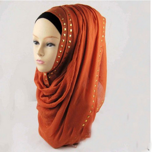 hot sale long rivet women lady shawl wrap hijab islamic kaftan abaya veil muslim scarf warm viscose scarves foulard one piece 6