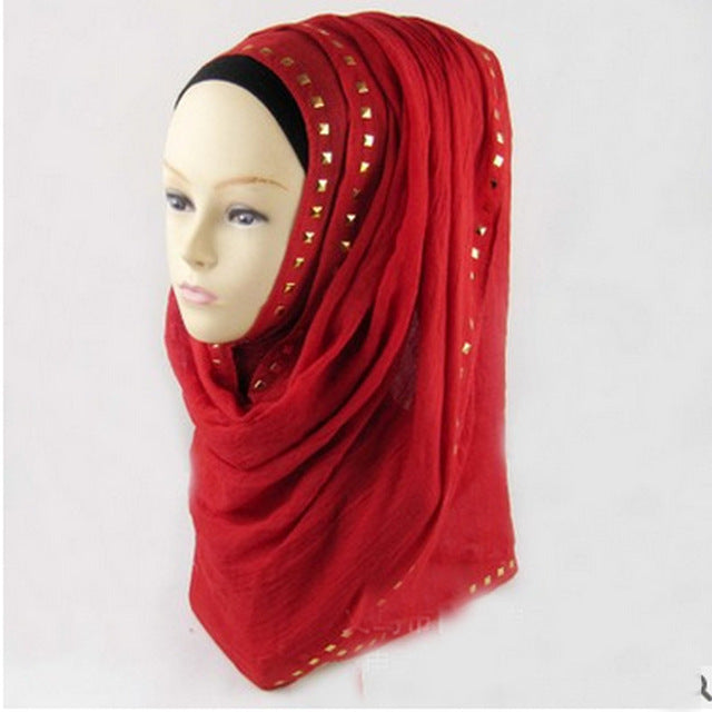 hot sale long rivet women lady shawl wrap hijab islamic kaftan abaya veil muslim scarf warm viscose scarves foulard one piece 7