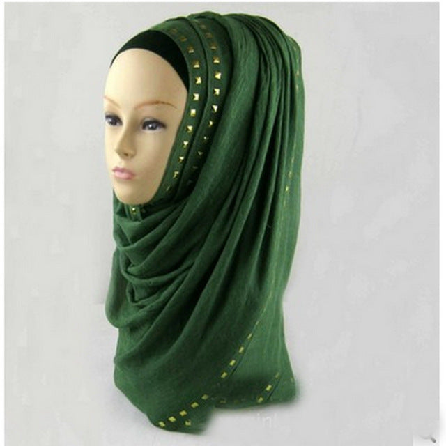 hot sale long rivet women lady shawl wrap hijab islamic kaftan abaya veil muslim scarf warm viscose scarves foulard one piece 8