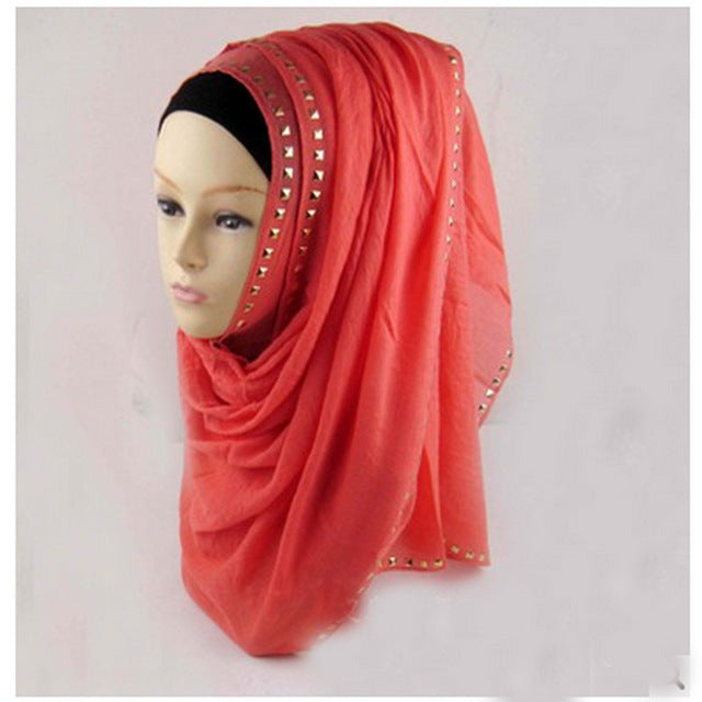 hot sale long rivet women lady shawl wrap hijab islamic kaftan abaya veil muslim scarf warm viscose scarves foulard one piece 9