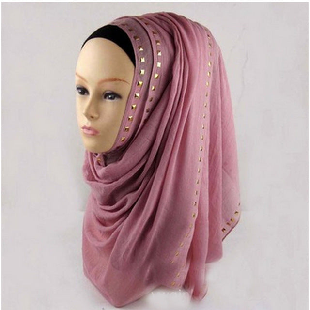 hot sale long rivet women lady shawl wrap hijab islamic kaftan abaya veil muslim scarf warm viscose scarves foulard one piece 10