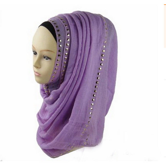 hot sale long rivet women lady shawl wrap hijab islamic kaftan abaya veil muslim scarf warm viscose scarves foulard one piece 11