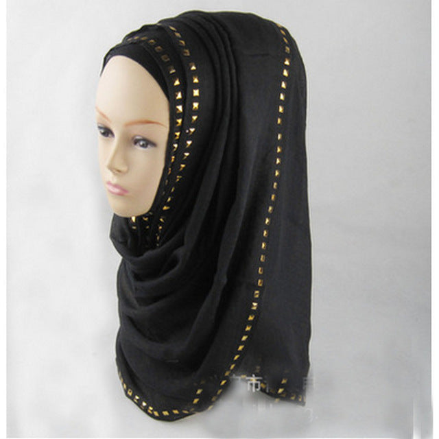 hot sale long rivet women lady shawl wrap hijab islamic kaftan abaya veil muslim scarf warm viscose scarves foulard one piece 12
