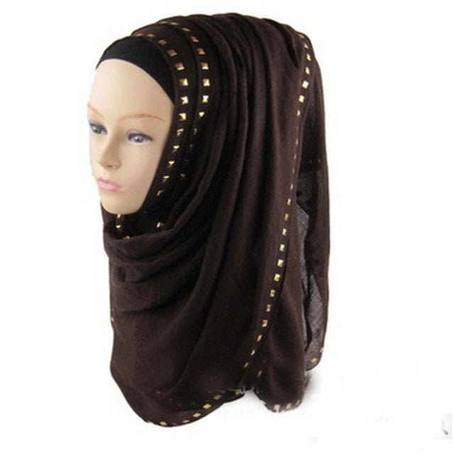 hot sale long rivet women lady shawl wrap hijab islamic kaftan abaya veil muslim scarf warm viscose scarves foulard one piece 13