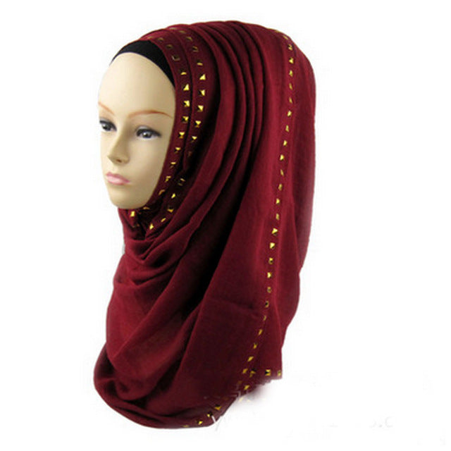 hot sale long rivet women lady shawl wrap hijab islamic kaftan abaya veil muslim scarf warm viscose scarves foulard one piece 15