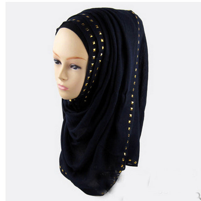 hot sale long rivet women lady shawl wrap hijab islamic kaftan abaya veil muslim scarf warm viscose scarves foulard one piece 17